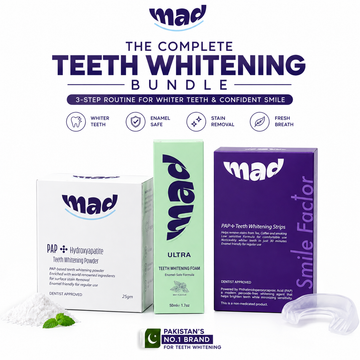 MAD Dental Purple Strips + MAD Whitening Foam AND PAP+  Whitening Powder (3 Lac+ Orders Dispatched 🏆)