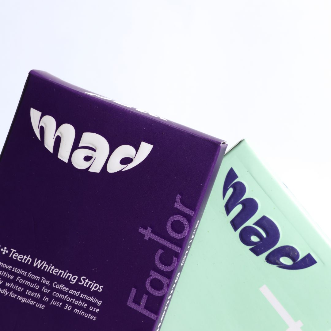 MAD PAP+ Purple Teeth Whitening Strips + Pro White Strips – 6% HP Advanced Whitening